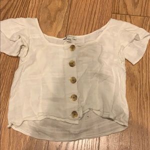 White cropped flowy top